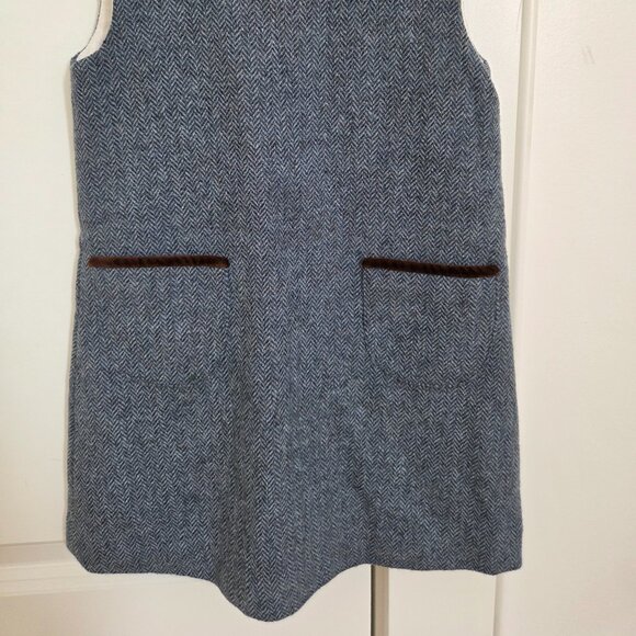 Papo d'anjo blue herringbone wool pinafore dress size 3 girls - Picture 2 of 9